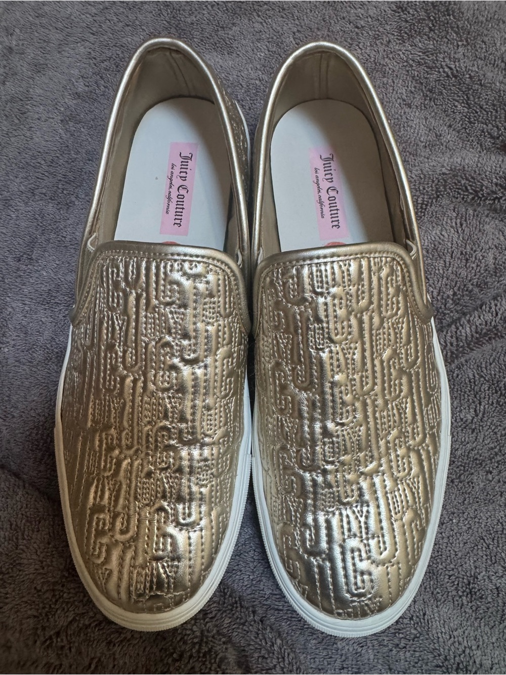 Juicy Couture Metallic Gold Quilted Slip-On Sneakers